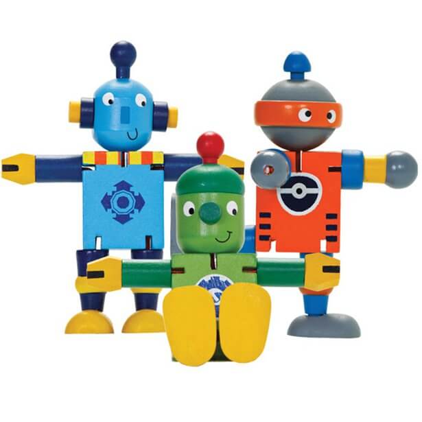 Wooden Flexi Robot (Colour May Vary - One sent at Random)